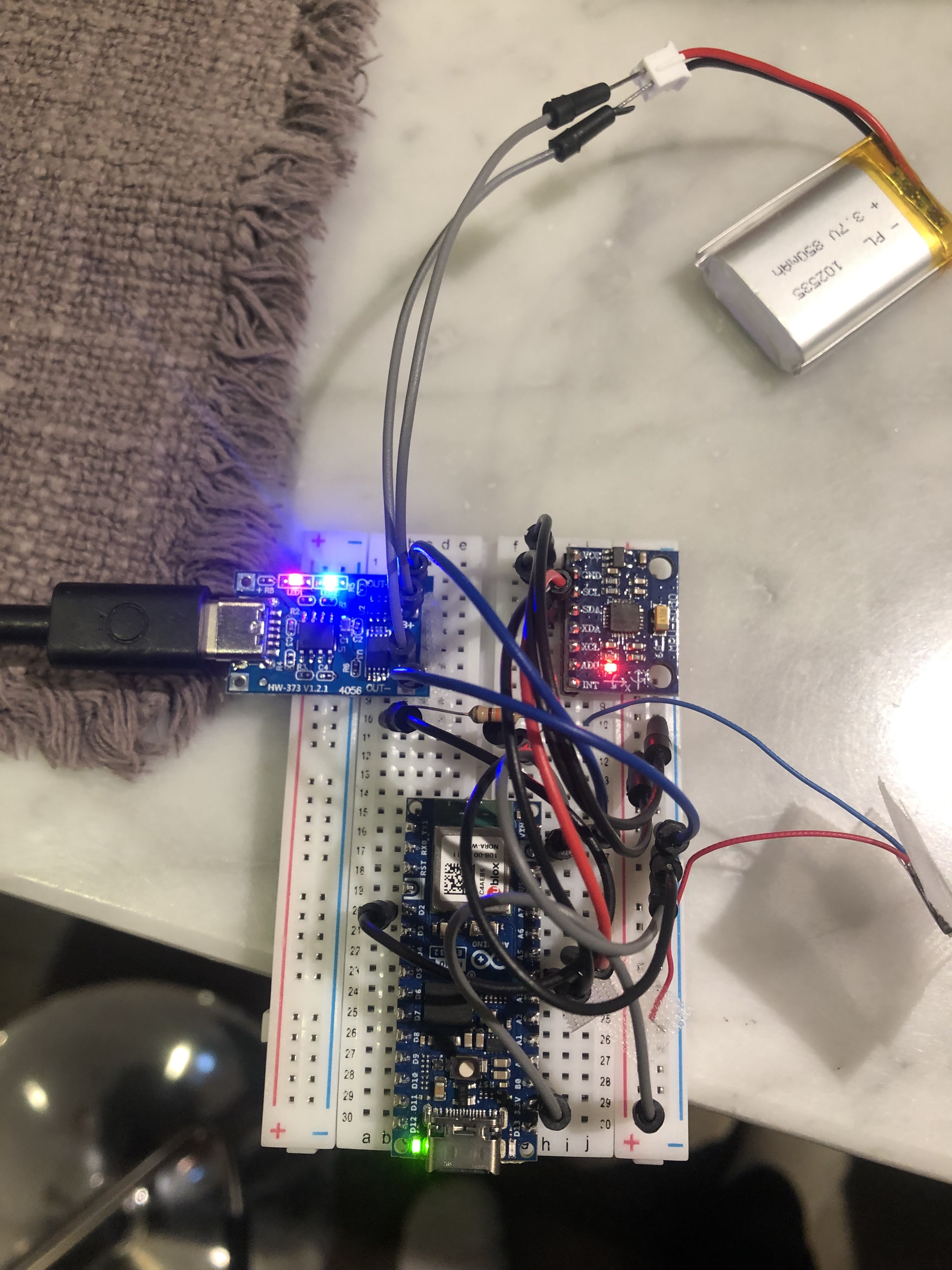 Testing setup with LED indicators